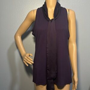 NWT The Limited Plum Neck Tie Halter Cut Spandex Blend Blouse